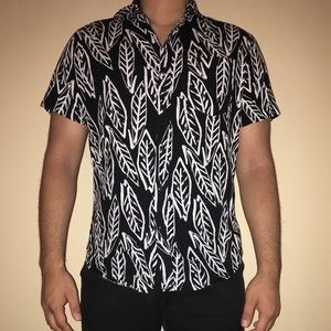 Black and White Cactus Menswear Button Up Shirt